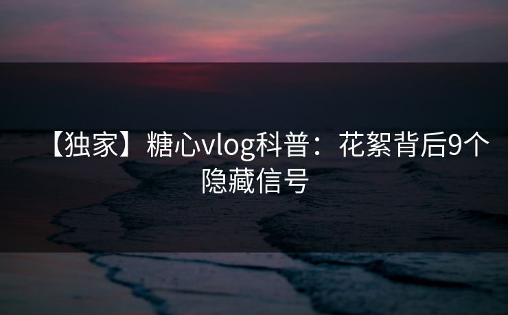 【独家】糖心vlog科普：花絮背后9个隐藏信号