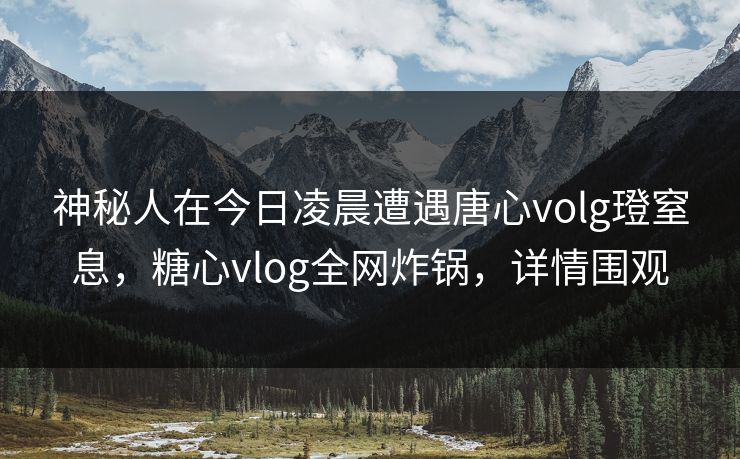 神秘人在今日凌晨遭遇唐心volg璒窒息,糖心vlog全网炸锅,详情围观 神秘人在今日凌晨遭遇唐心volg璒窒息,糖心vlog全网炸锅,详情围观