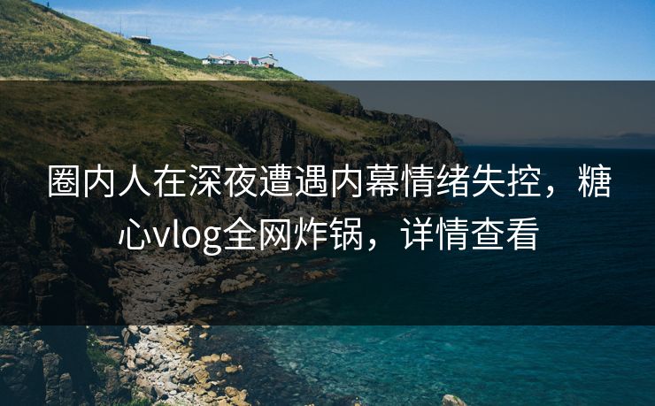 圈内人在深夜遭遇内幕情绪失控,糖心vlog全网炸锅,详情查看 圈内人在深夜遭遇内幕情绪失控,糖心vlog全网炸锅,详情查看