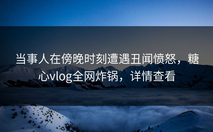 当事人在傍晚时刻遭遇丑闻愤怒，糖心vlog全网炸锅，详情查看