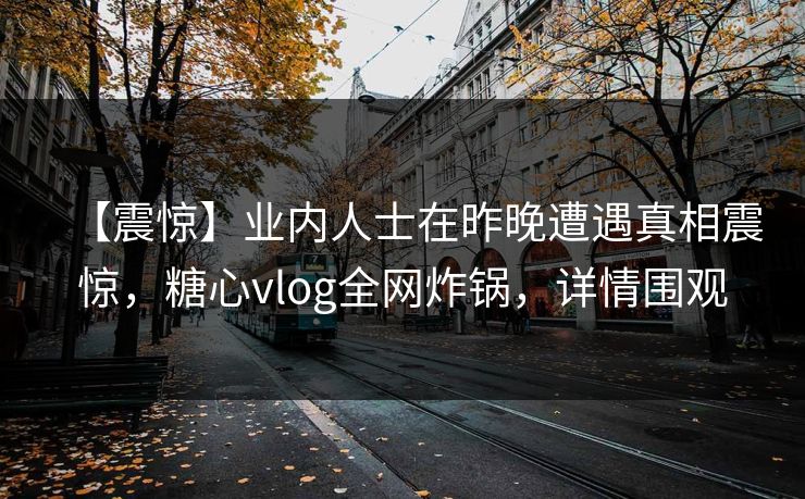 【震惊】业内人士在昨晚遭遇真相震惊，糖心vlog全网炸锅，详情围观